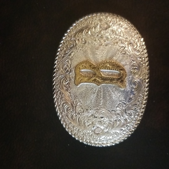CRUMRINE VINTAGE BELT BUCKLE. San Marco's Nickel Silver. EUC 2.75" x 3.75" - Picture 1 of 5